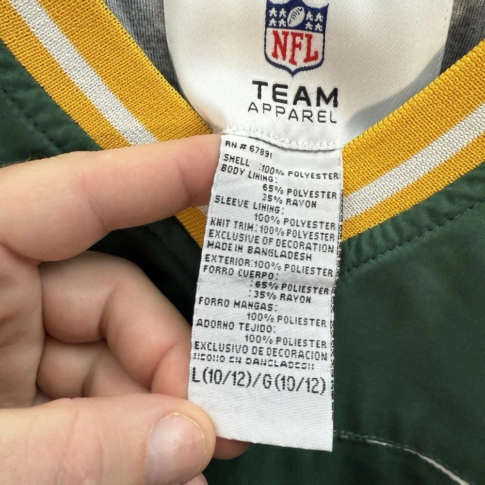 Vintage Green Bay Packers Jacket Boys Youth Large Green Windbreaker Football Y2K